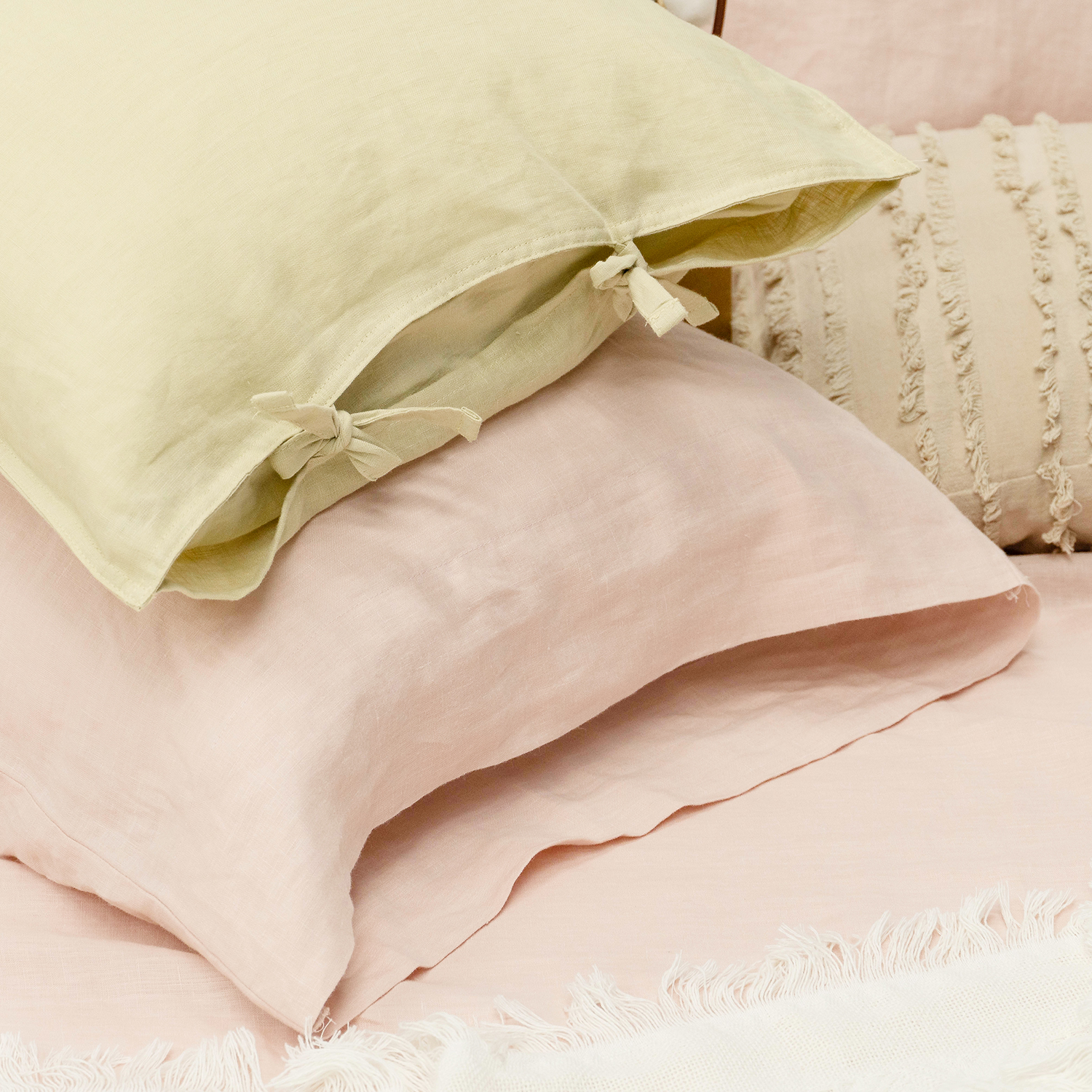 Pink Linen Sheet Set