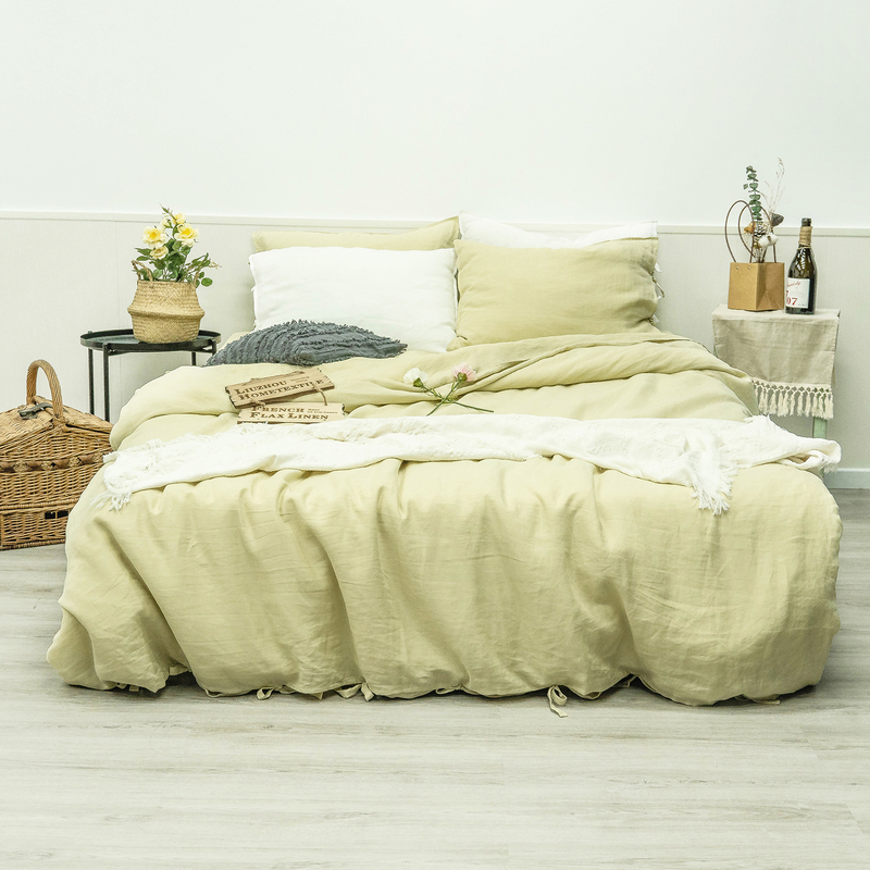 Green Haze Linen Duvet Cover