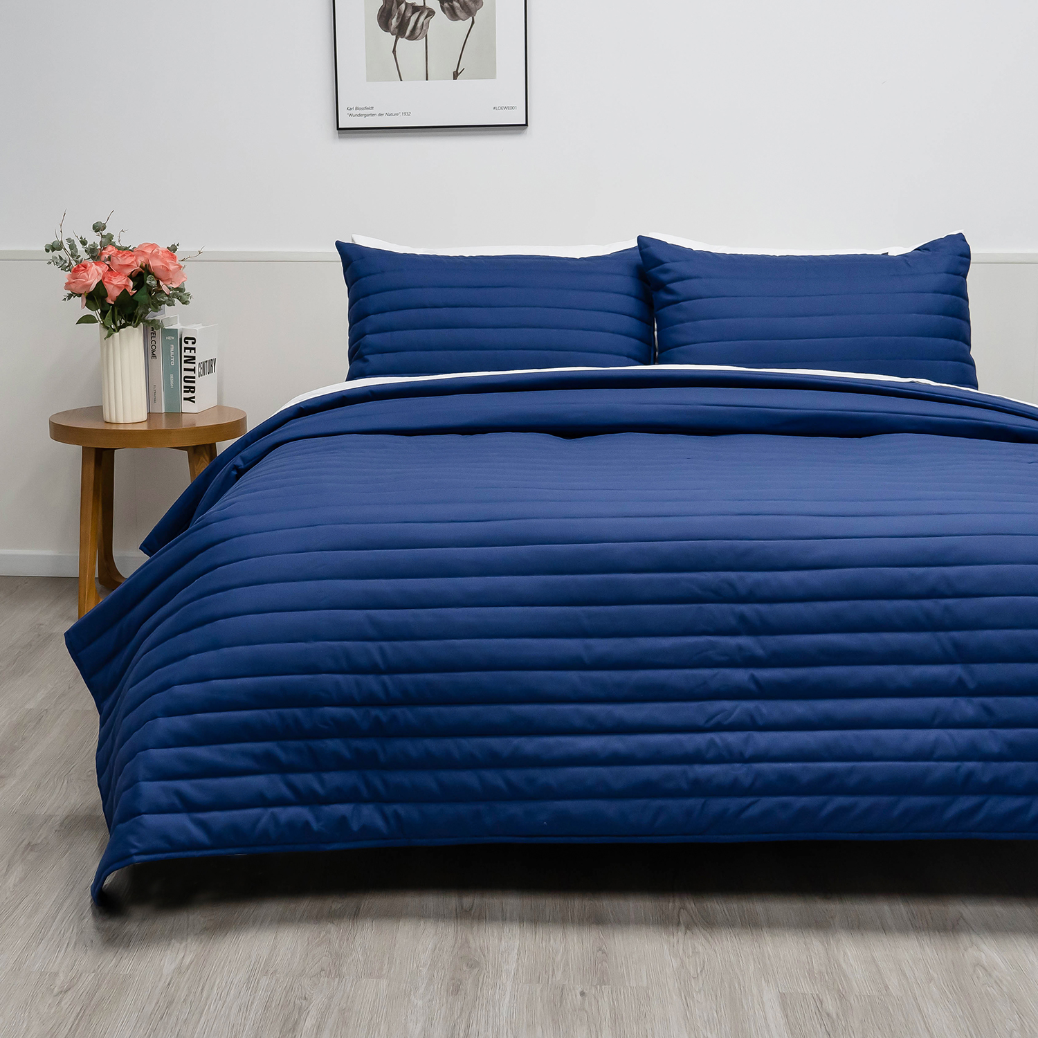 100% Organic Bamboo Quilt Set-Dark Blue