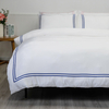 Organic Bamboo Duvet Cover Set- White and Blue