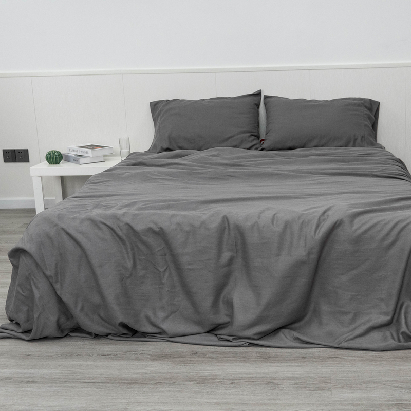 Charcoal Bamboo-Linen Twill Sheet Set