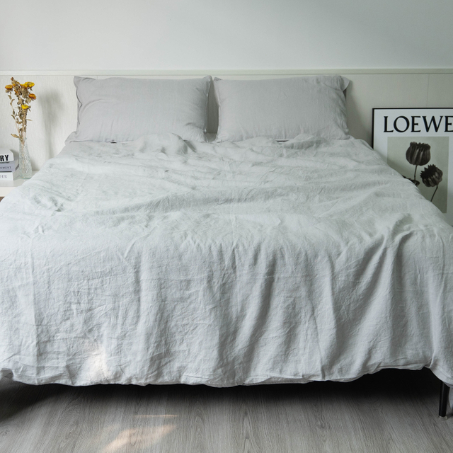 Light Grey Linen Duvet Cover