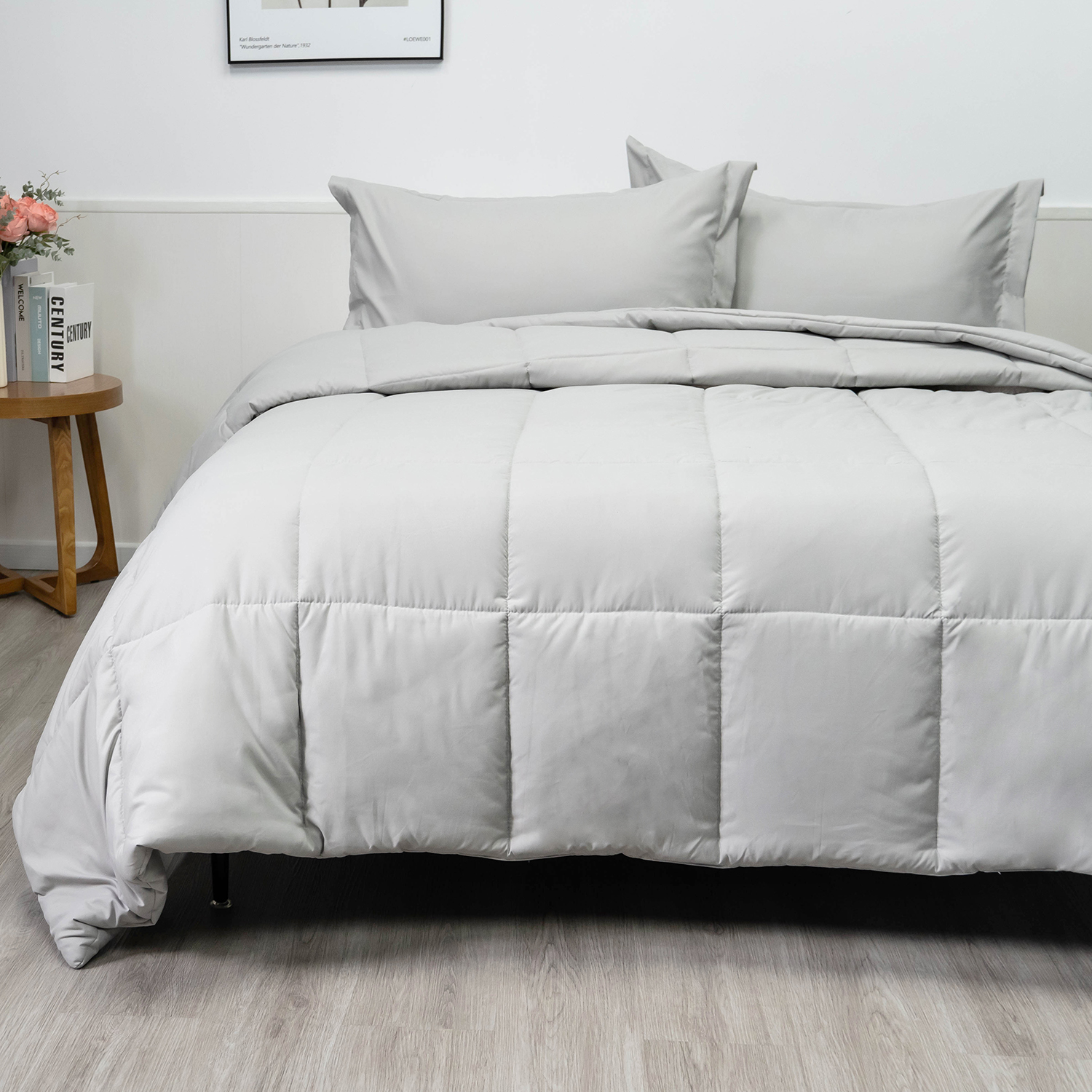 100% Organic Bamboo Comforter Set-Light Grey