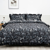 100% Organic Cotton Print Duvet Cover Set-Black