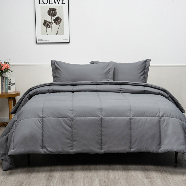 100% Organic Bamboo Comforter Set-Dark Grey