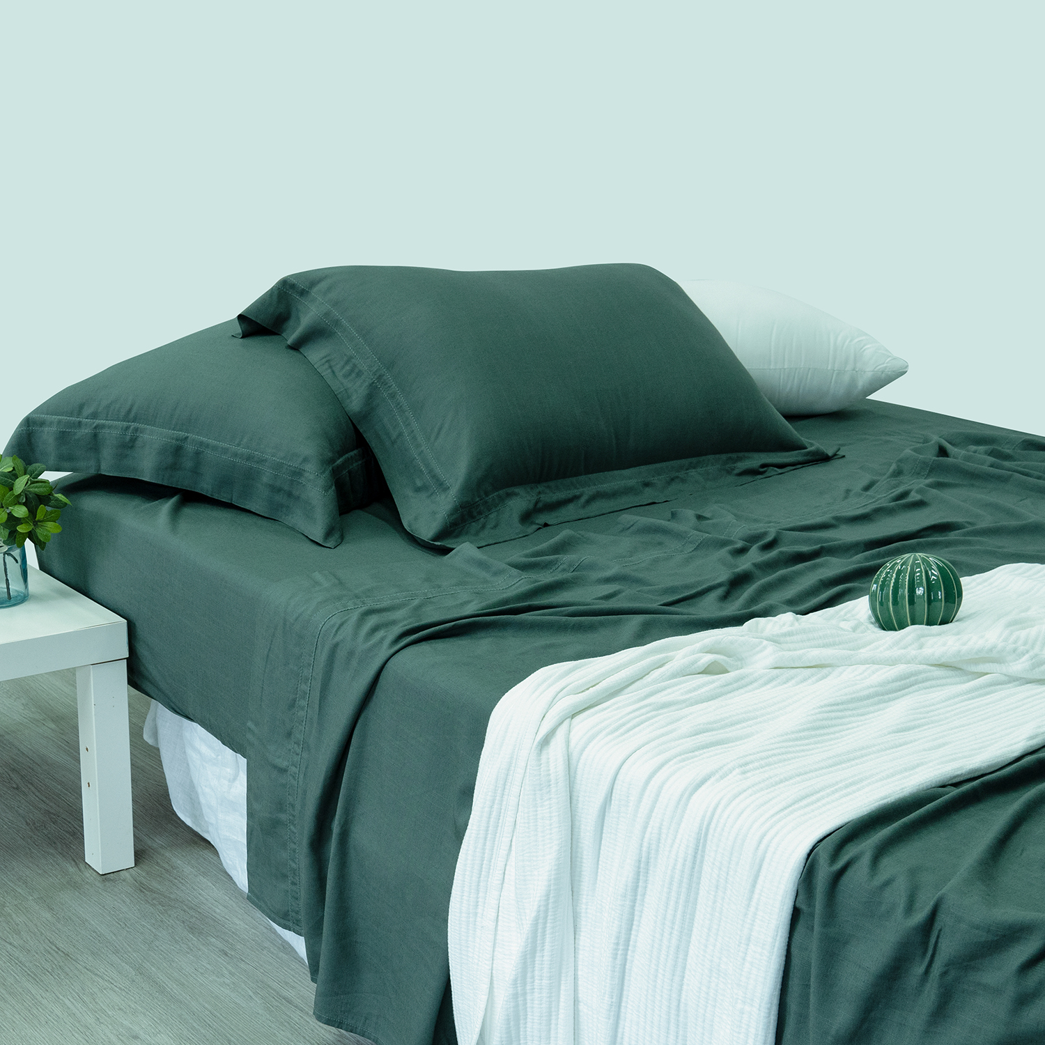 Organic Green Linen Bamboo Sheet Set