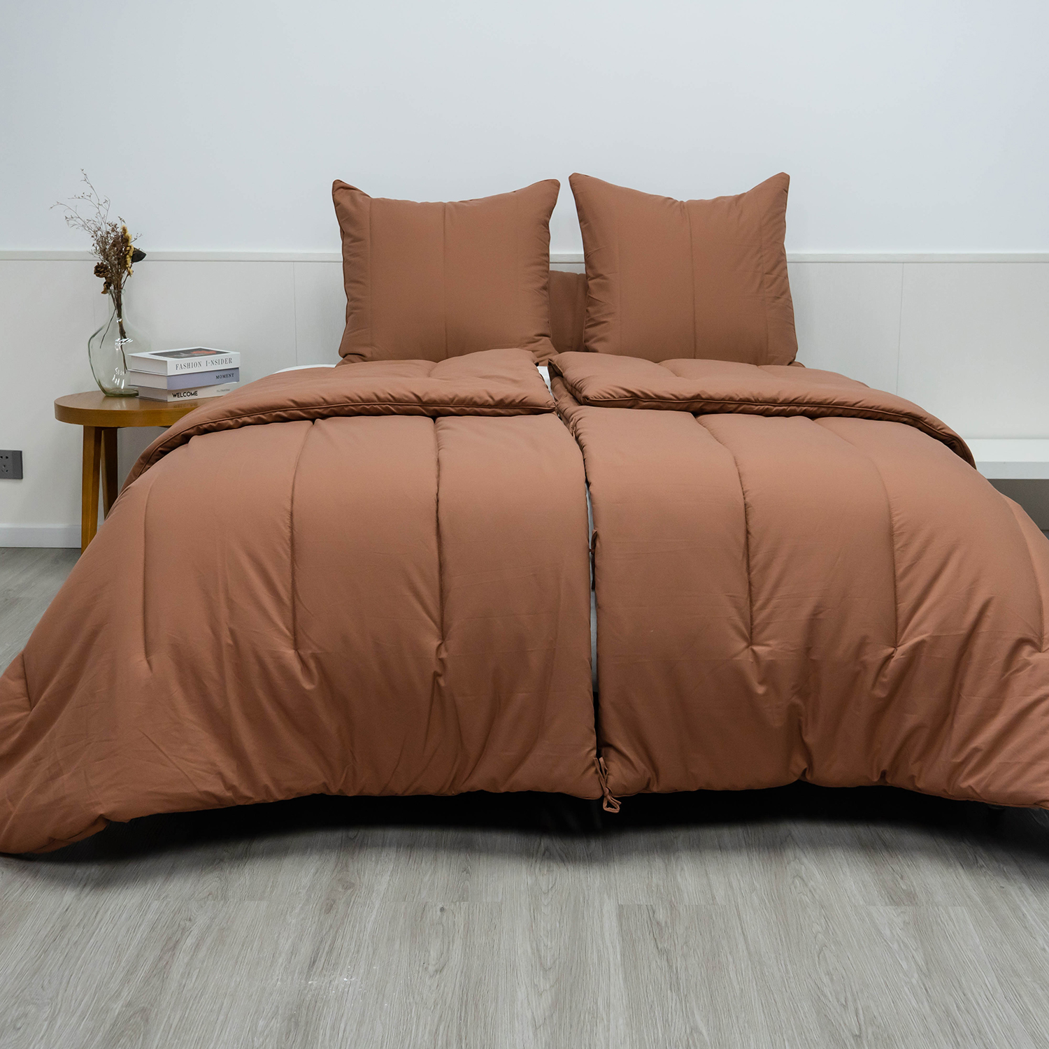 Organic Bamboo Poly Comforter Set-Terracotta