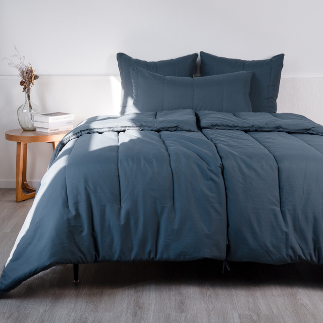 Organic Bamboo Poly Comforter Set-Dark Blue