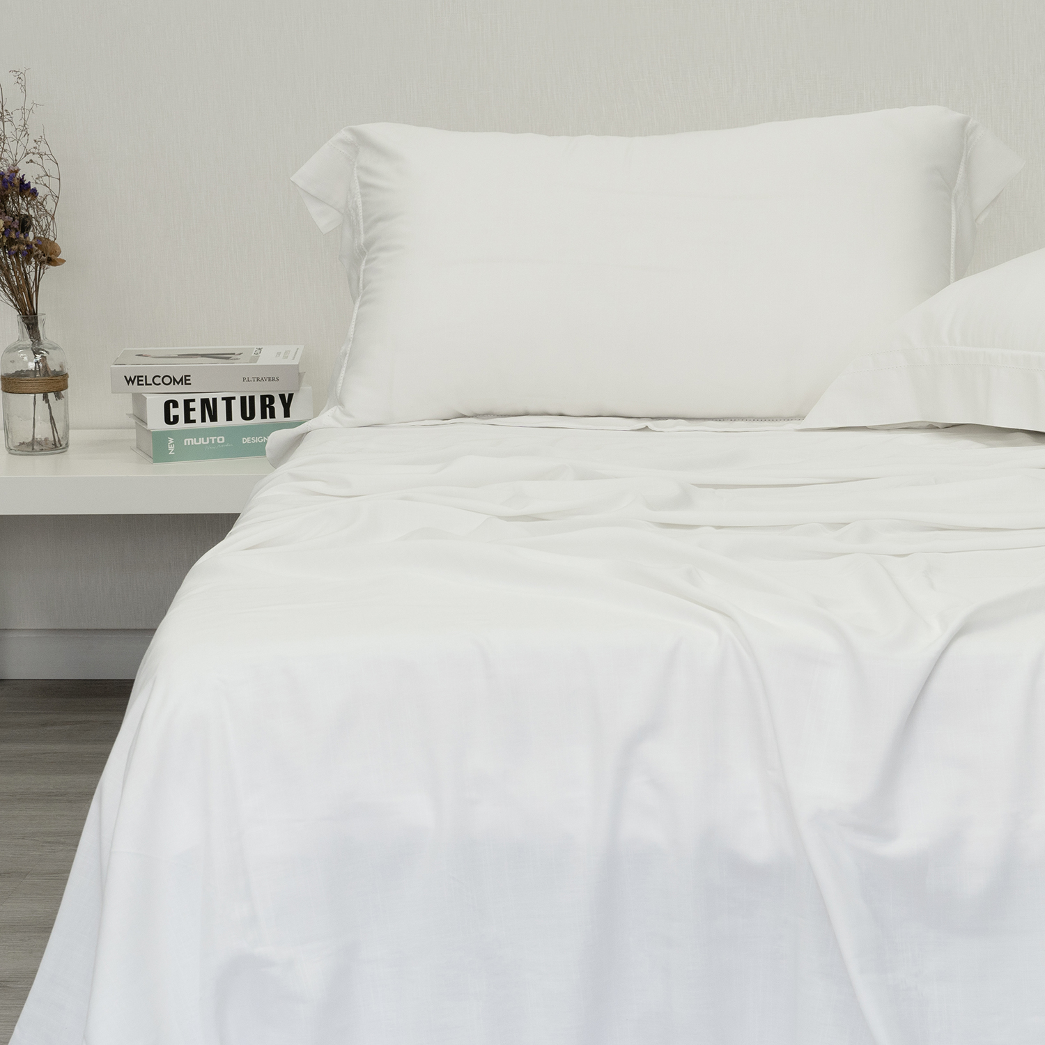 Organic White Linen Bamboo Sheet Set