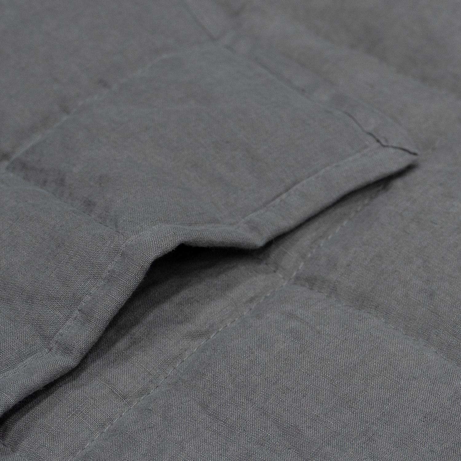 100% Linen Box Quilt-Charcoal