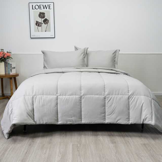 100% Organic Bamboo Comforter Set-Light Grey