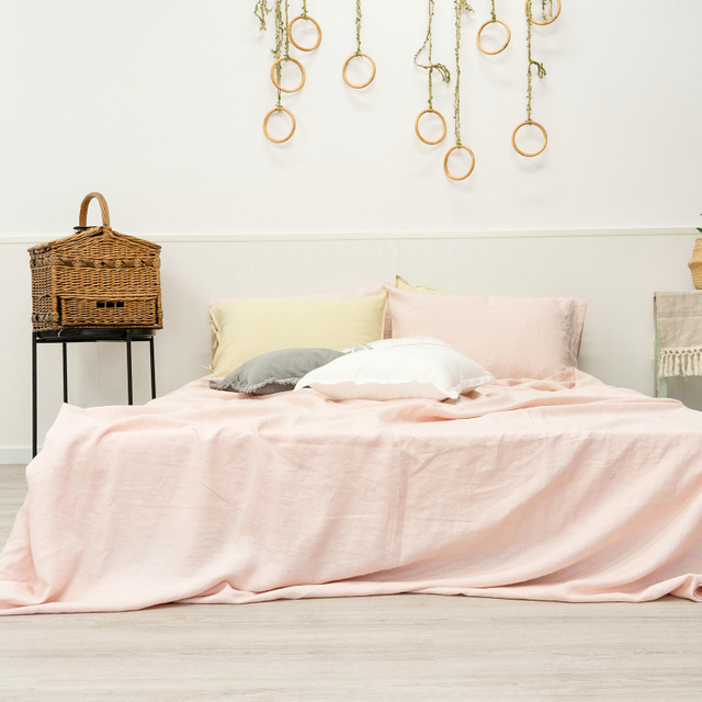 Pink Linen Sheet Set