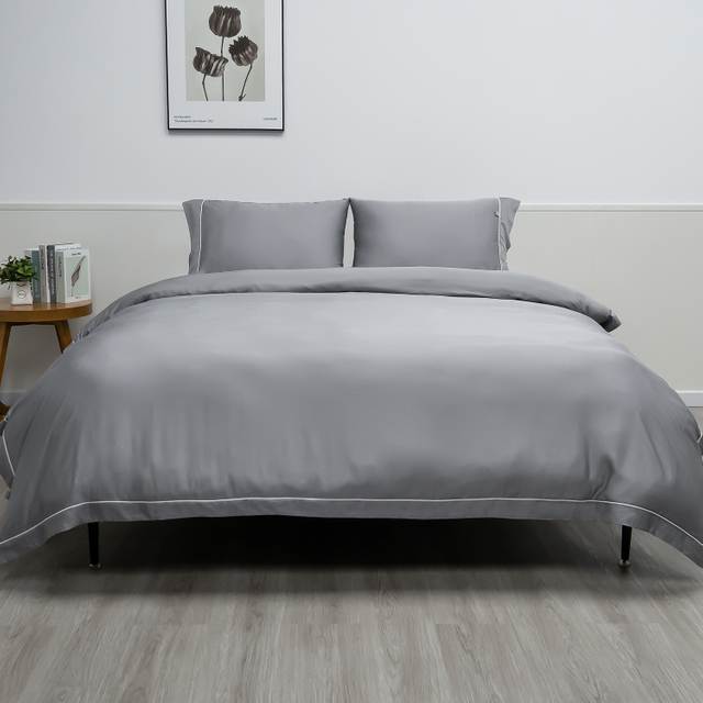 Grey Organic Bamboo Cotton Wool Blend Duvet Cover Set