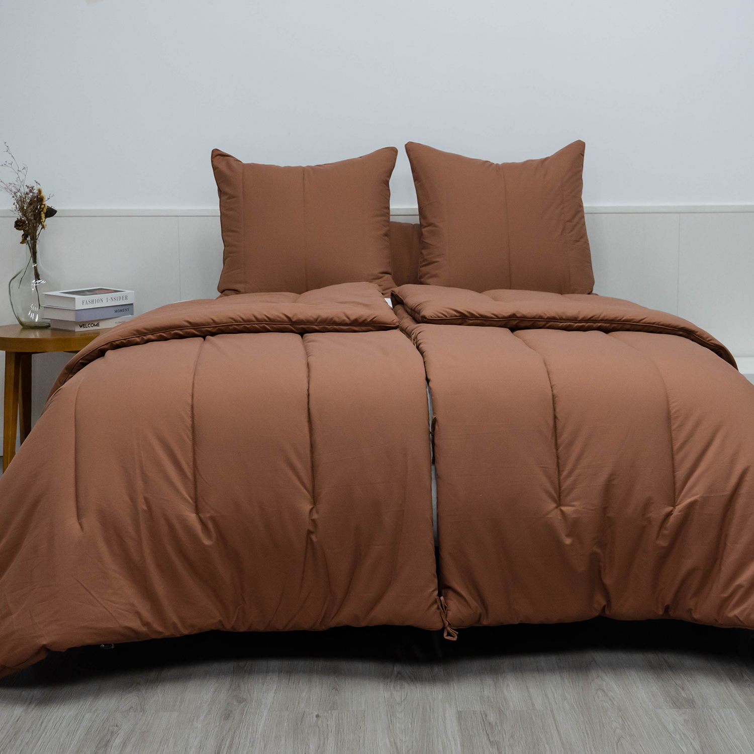 Organic Bamboo Poly Comforter Set-Terracotta