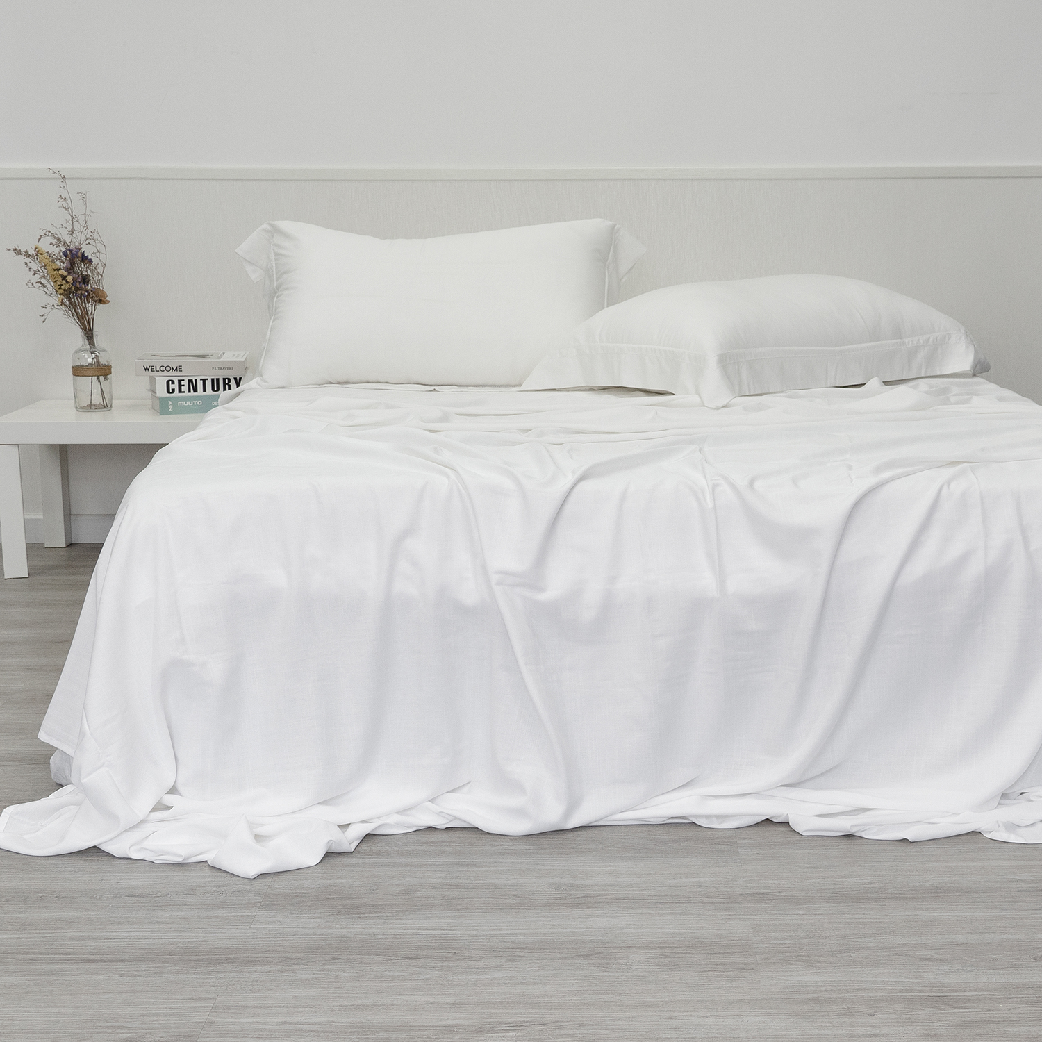 Organic White Linen Bamboo Sheet Set