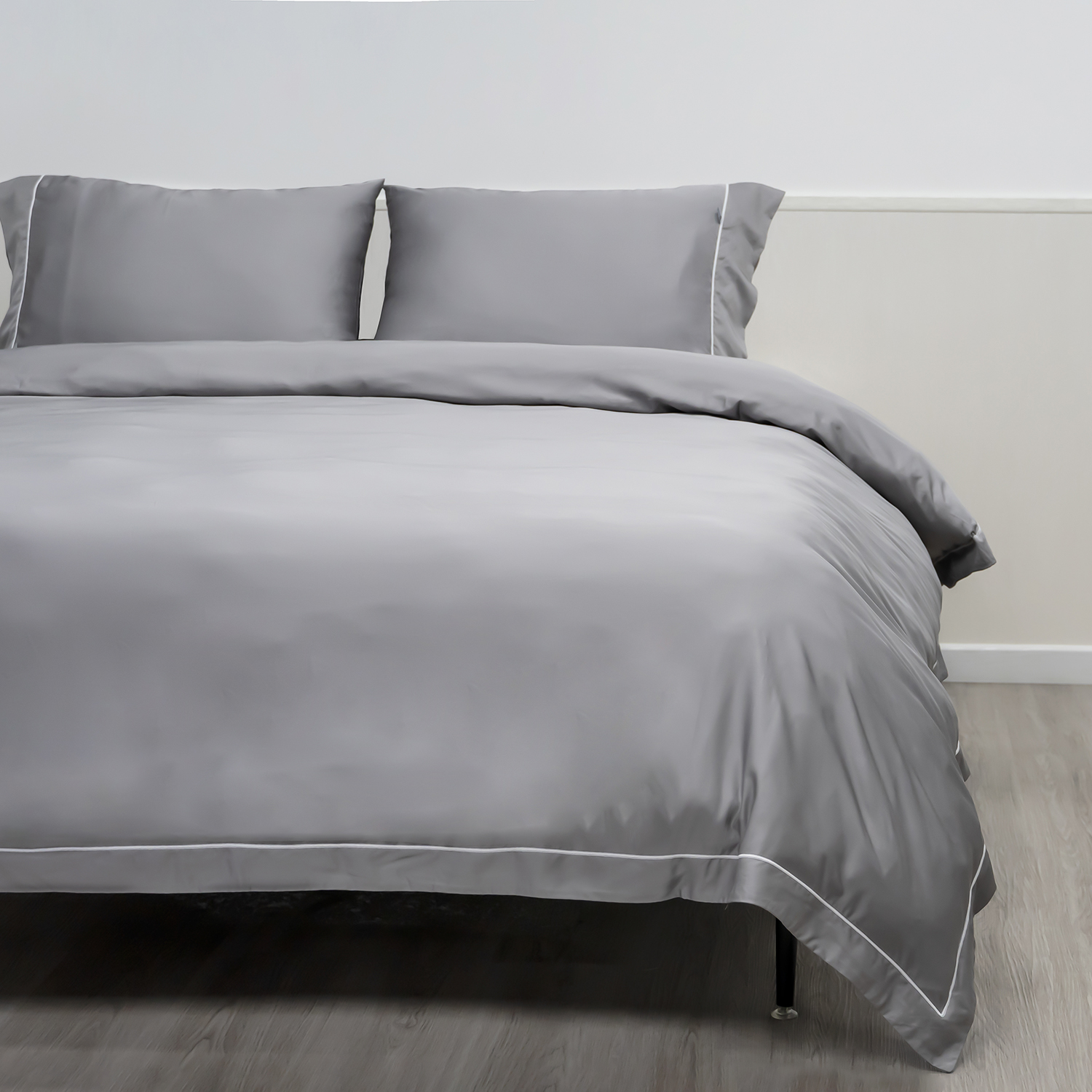 Grey Organic Bamboo Cotton Wool Blend Duvet Cover Set