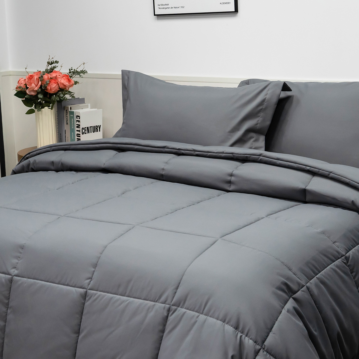 100% Organic Bamboo Comforter Set-Dark Grey