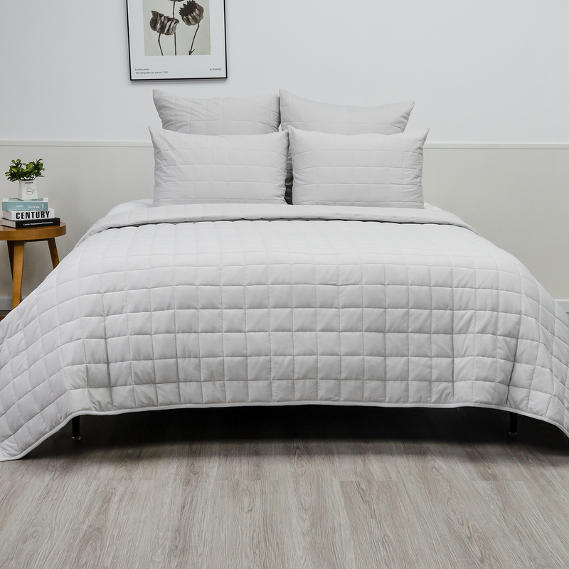 Grey Organic Bamboo Jersey Quilt Set