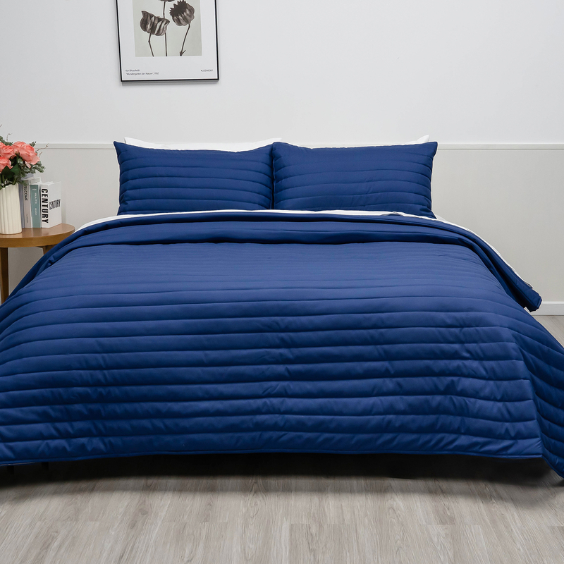 100% Organic Bamboo Quilt Set-Dark Blue