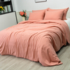 Rose Pink Organic Linen Cotton Duvet Cover Set Soft