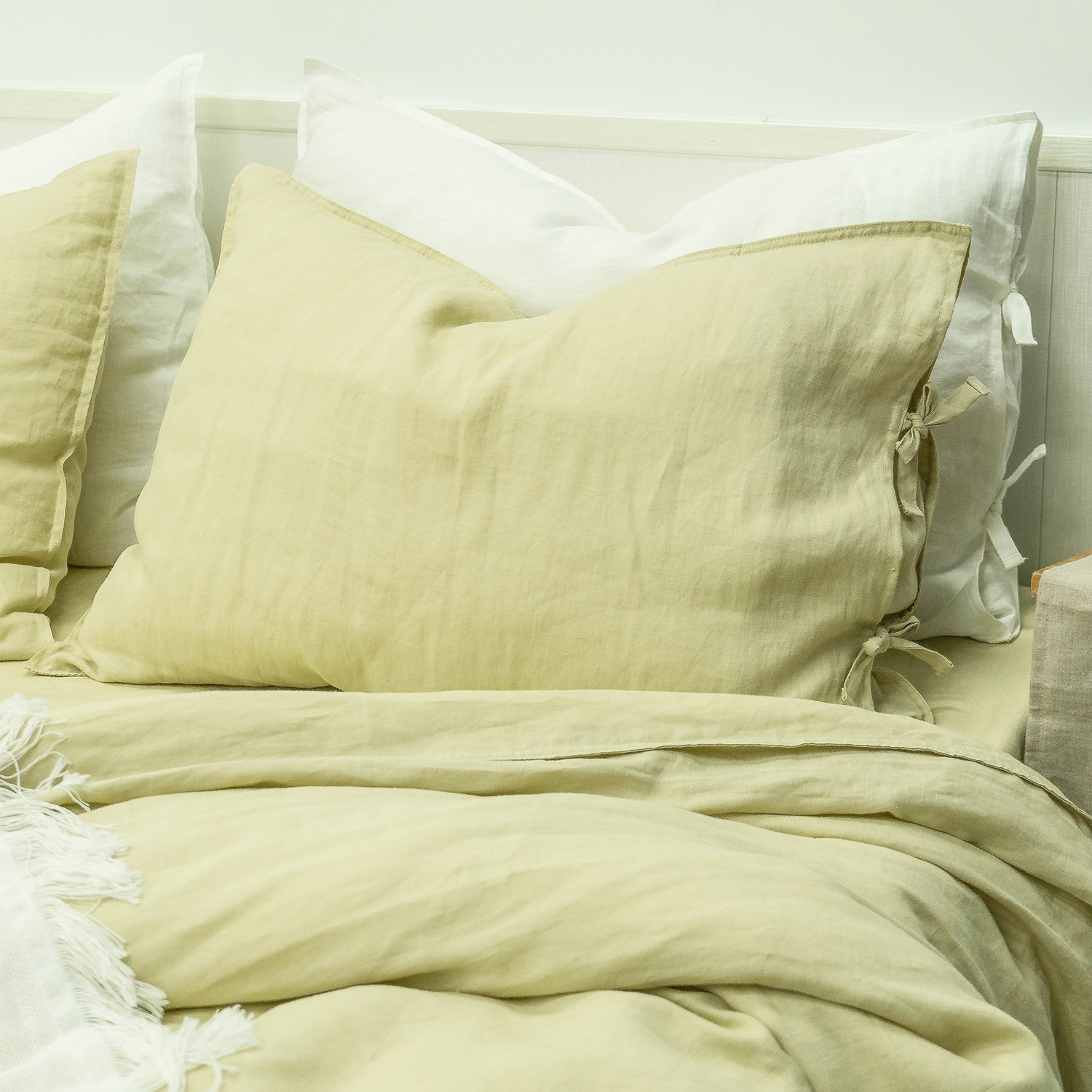 Green Haze Linen Duvet Cover