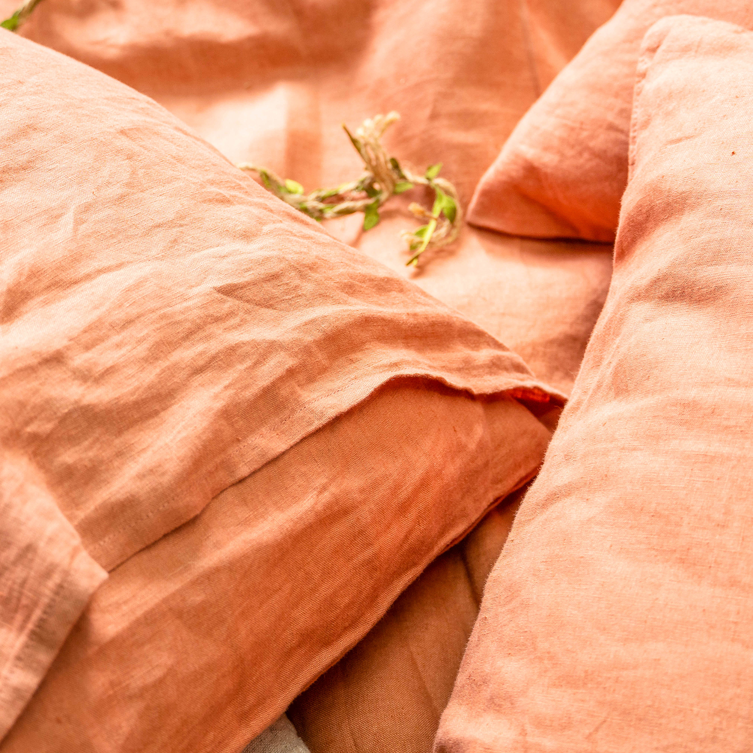 Coral Linen Duvet Cover