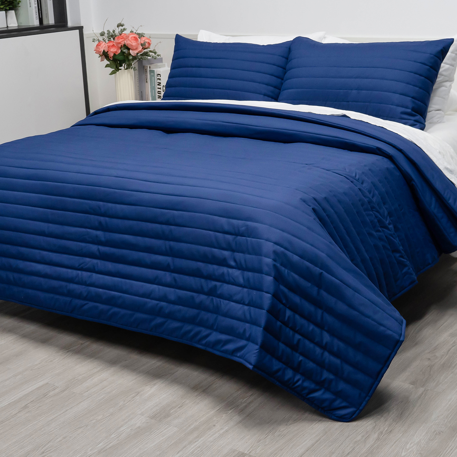 100% Organic Bamboo Quilt Set-Dark Blue