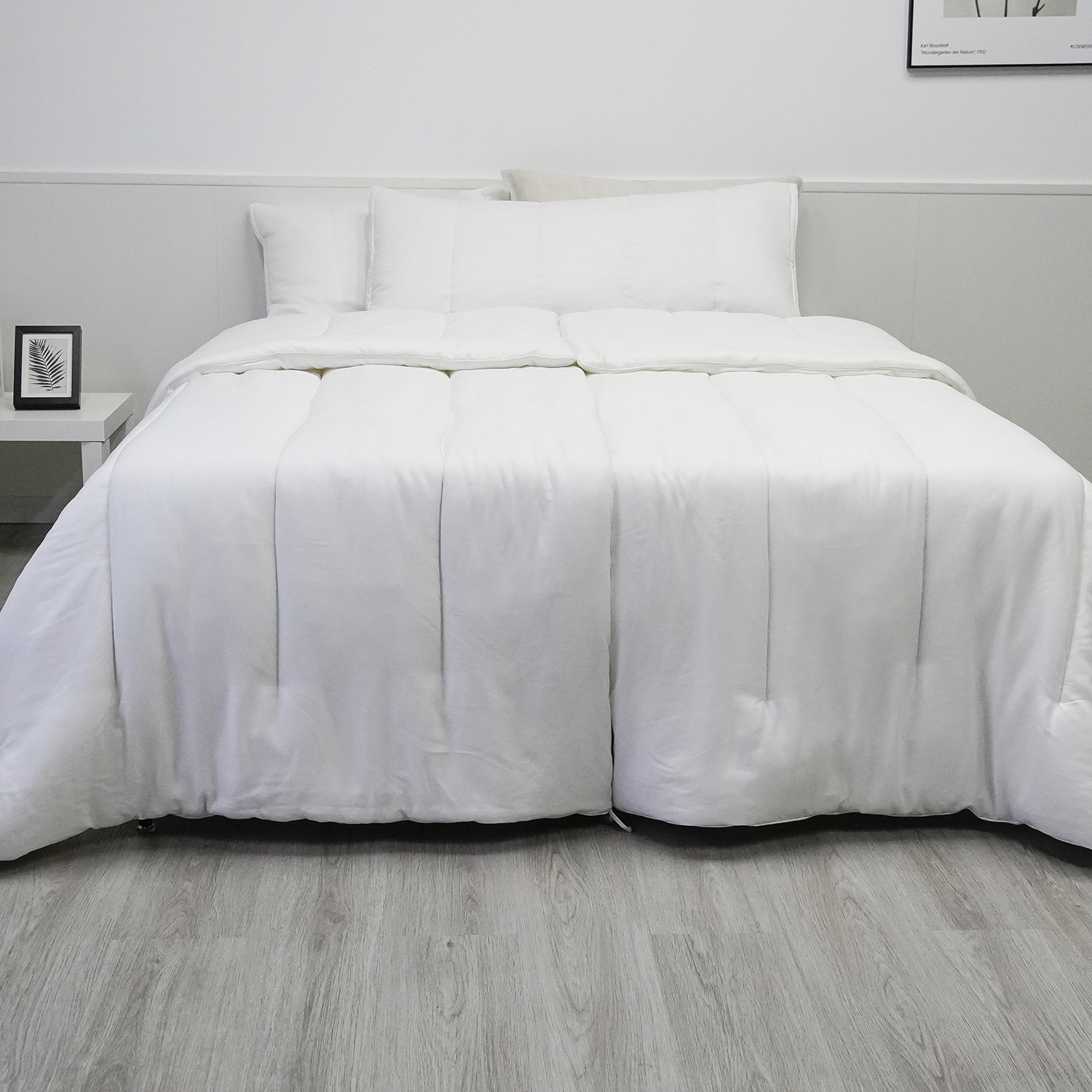 100% Organic Bamboo Strip Comforter Set-White