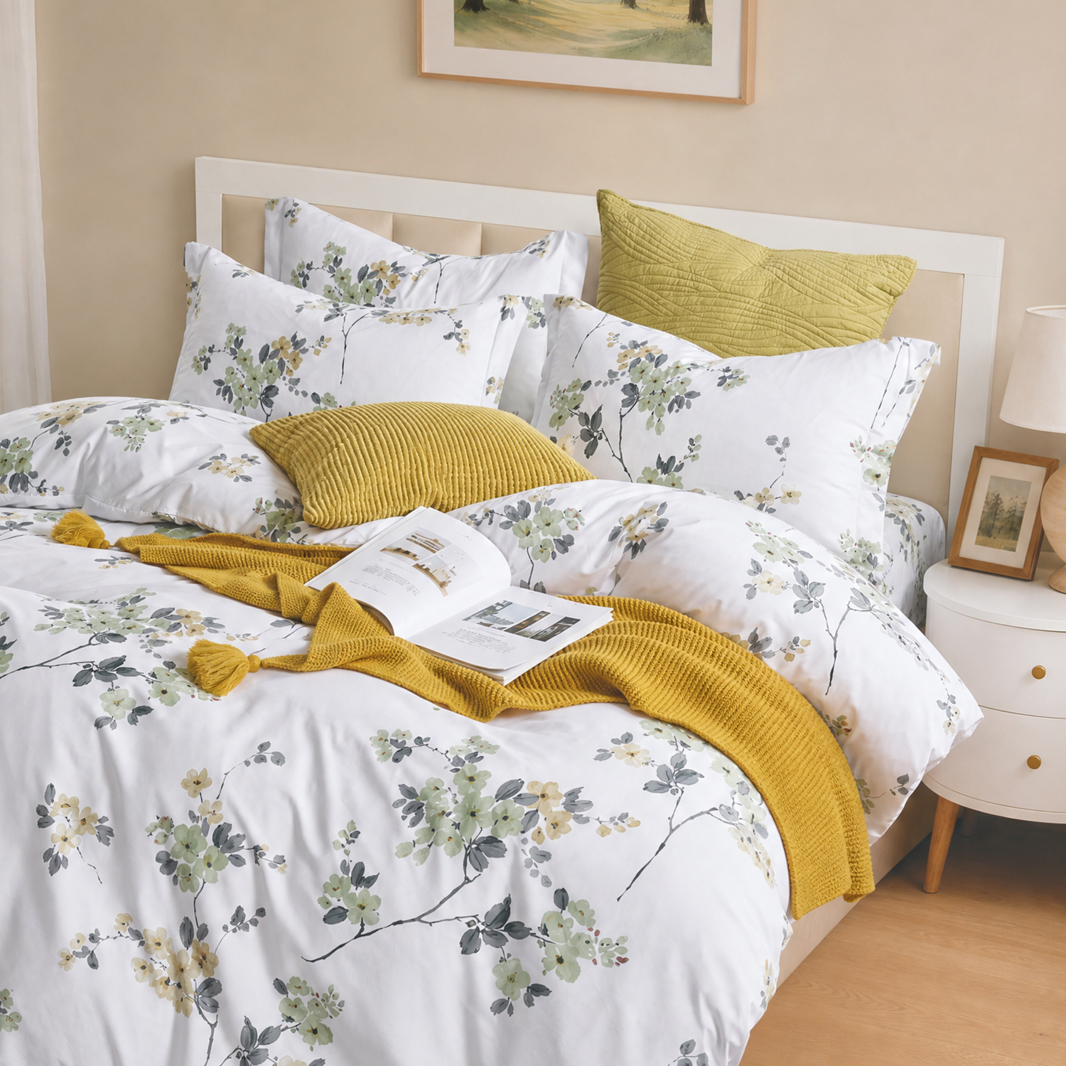 300TC Bamboo-Poly Sateen Printed Bedding Set