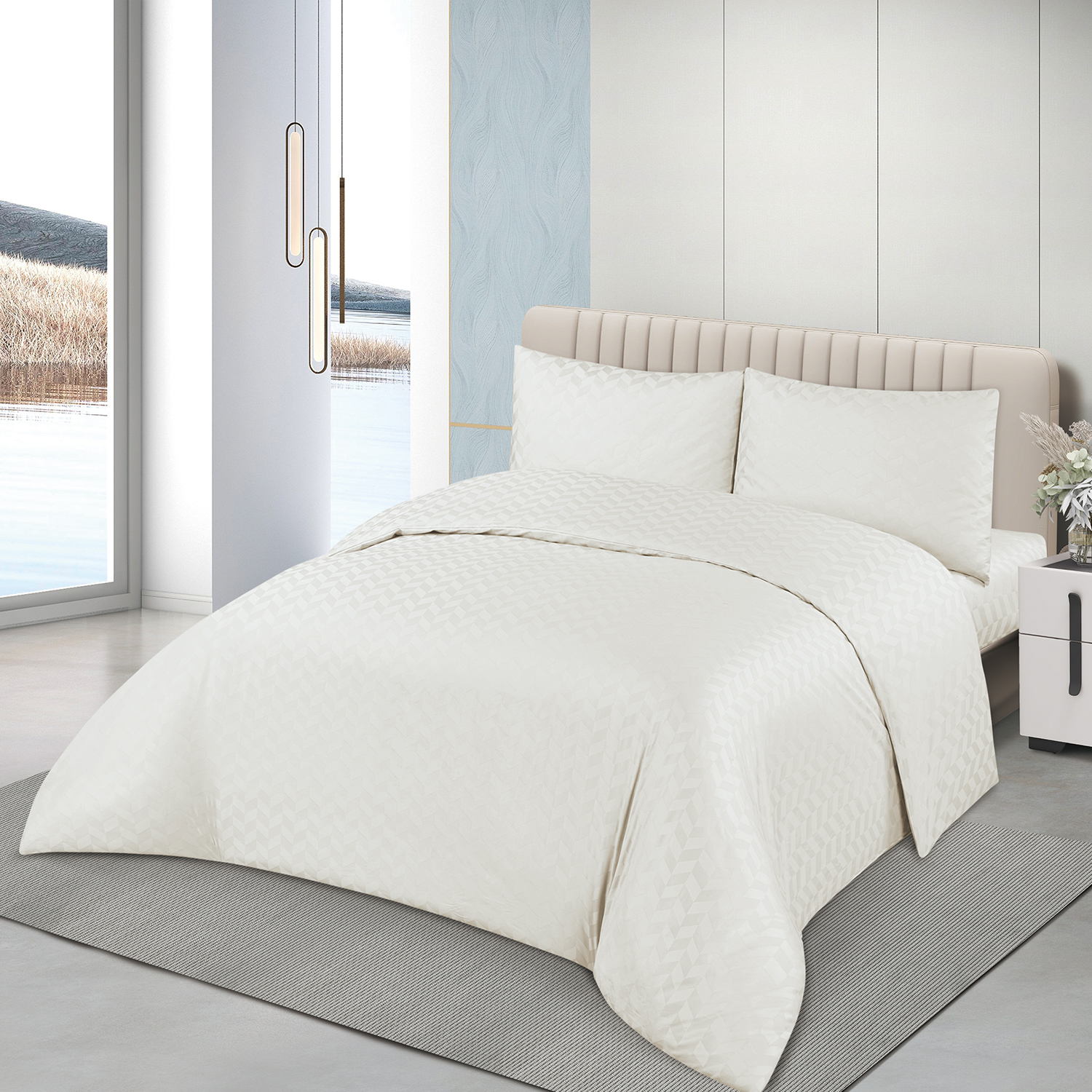 100% Combed Cotton Jacquard Quilt Cover Set OEM