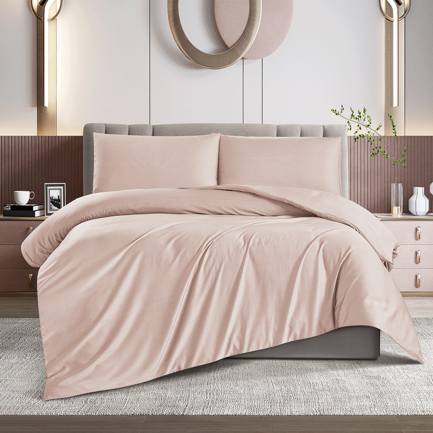 100% Tencel 300 TC Dobby Fitted Sheet Set