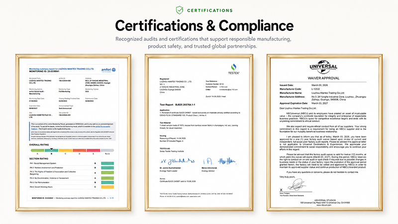 Liuzhou waxtex hometextile bedding factory certificate
