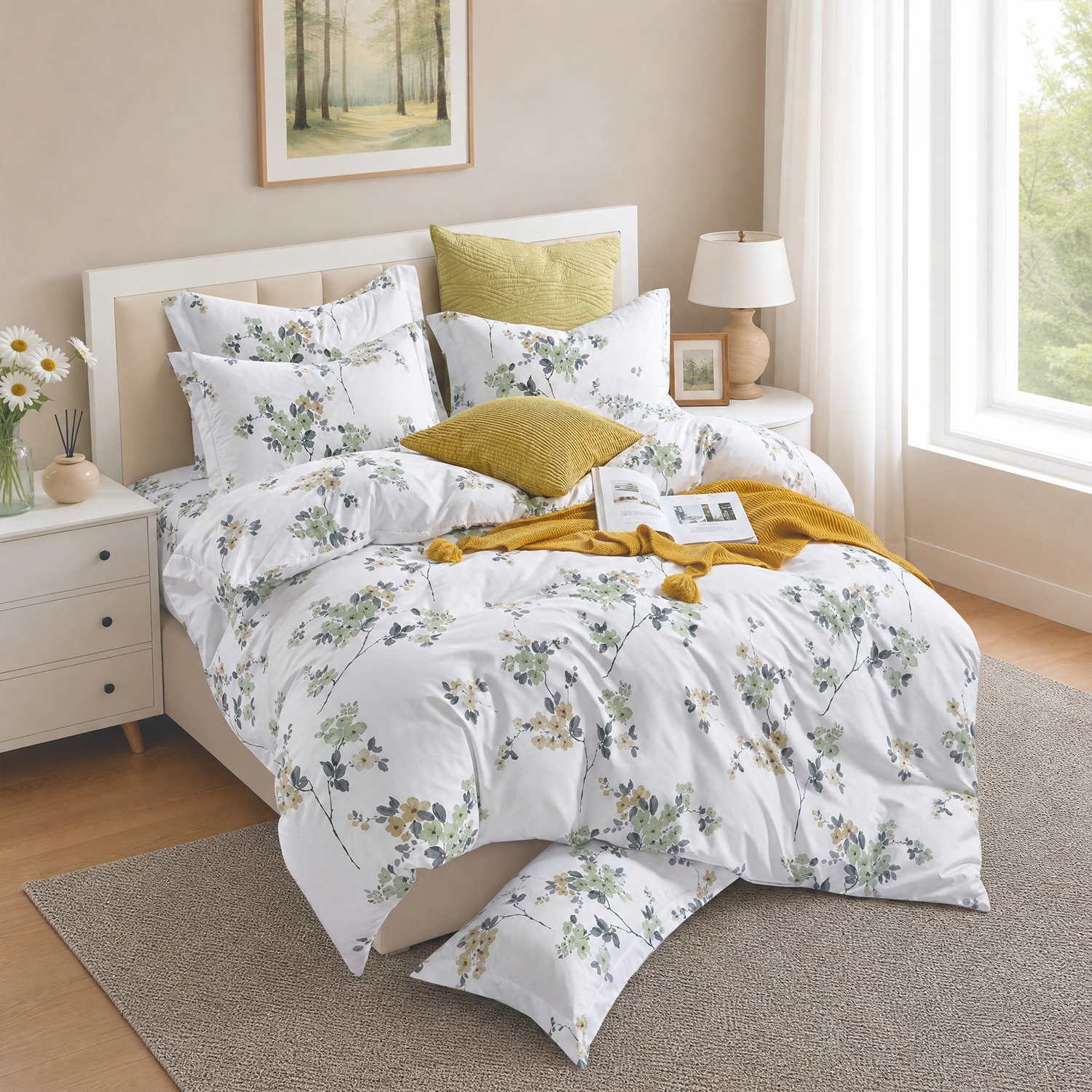 300TC Bamboo-Poly Sateen Printed Bedding Set