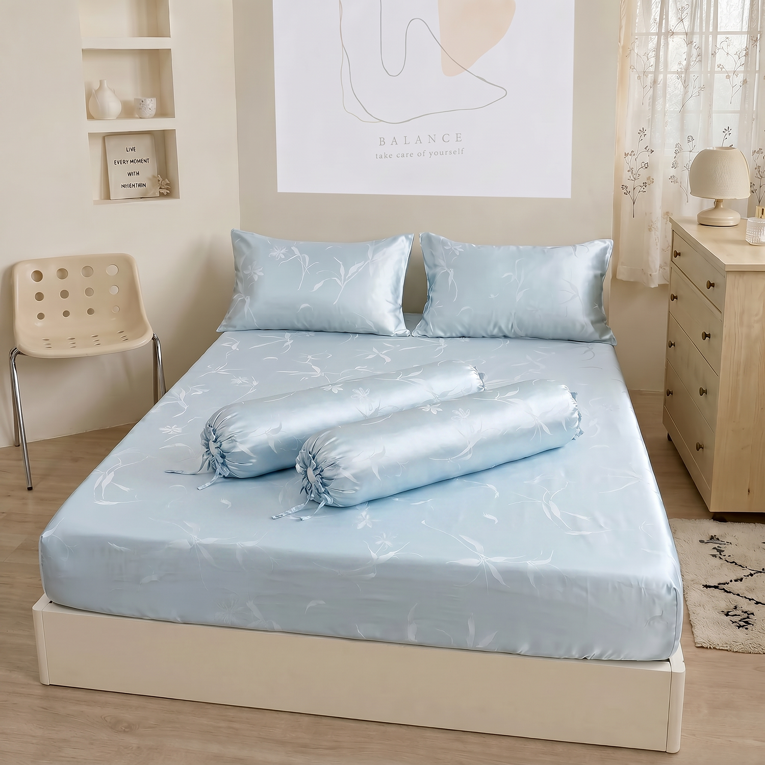 Rayon Silk Modal Jacquard Fitted Sheet Set