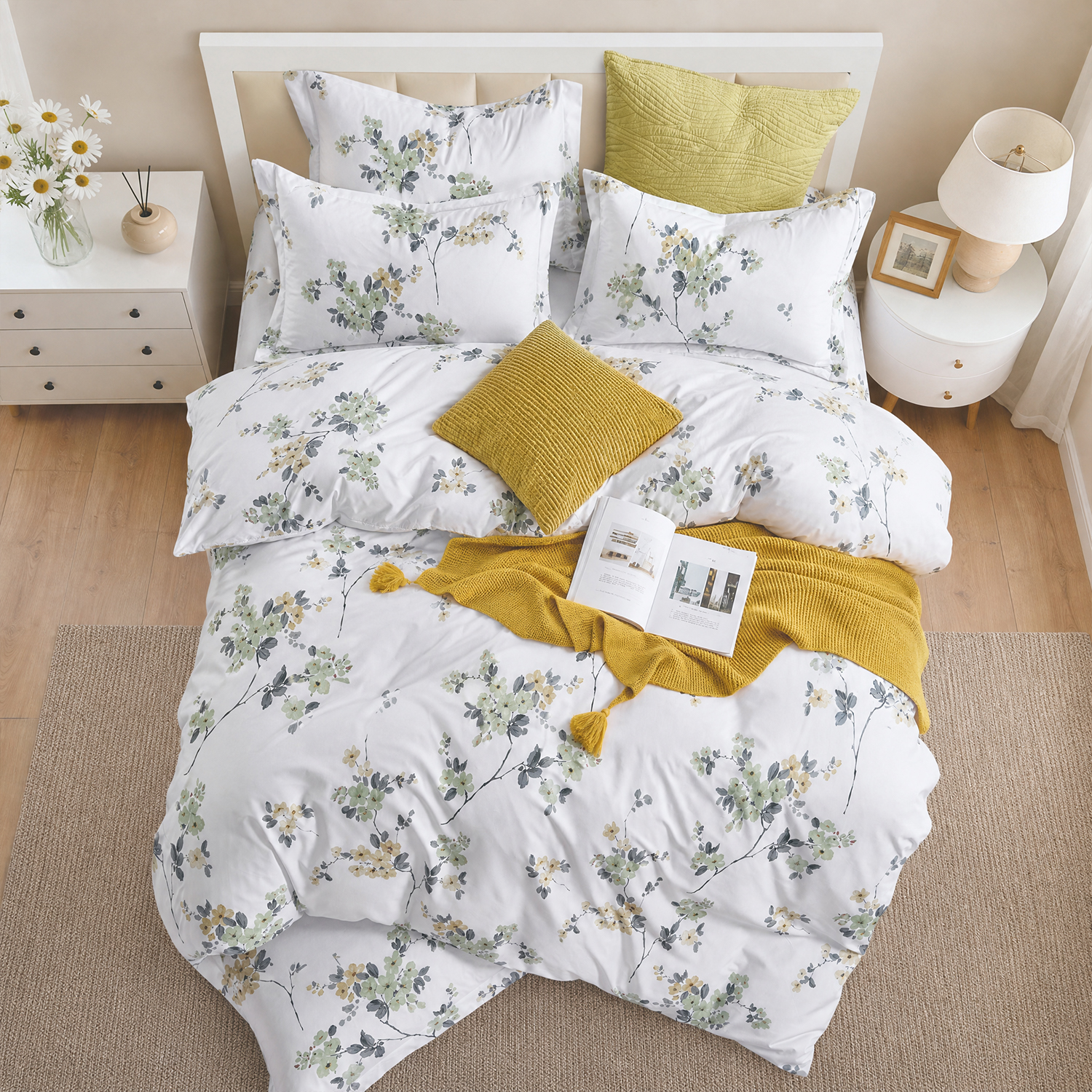 300TC Bamboo-Poly Sateen Printed Bedding Set