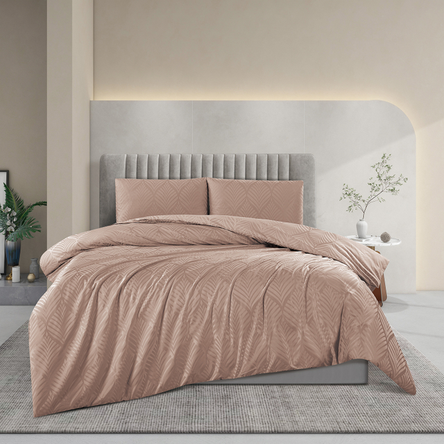 Soft Durable 330TC Polyester Cotton Jacquard Duvet Cover Set For Tropical Homes OEM