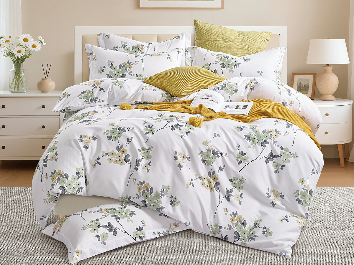 300TC Bamboo-Poly Sateen Printed Bedding Set