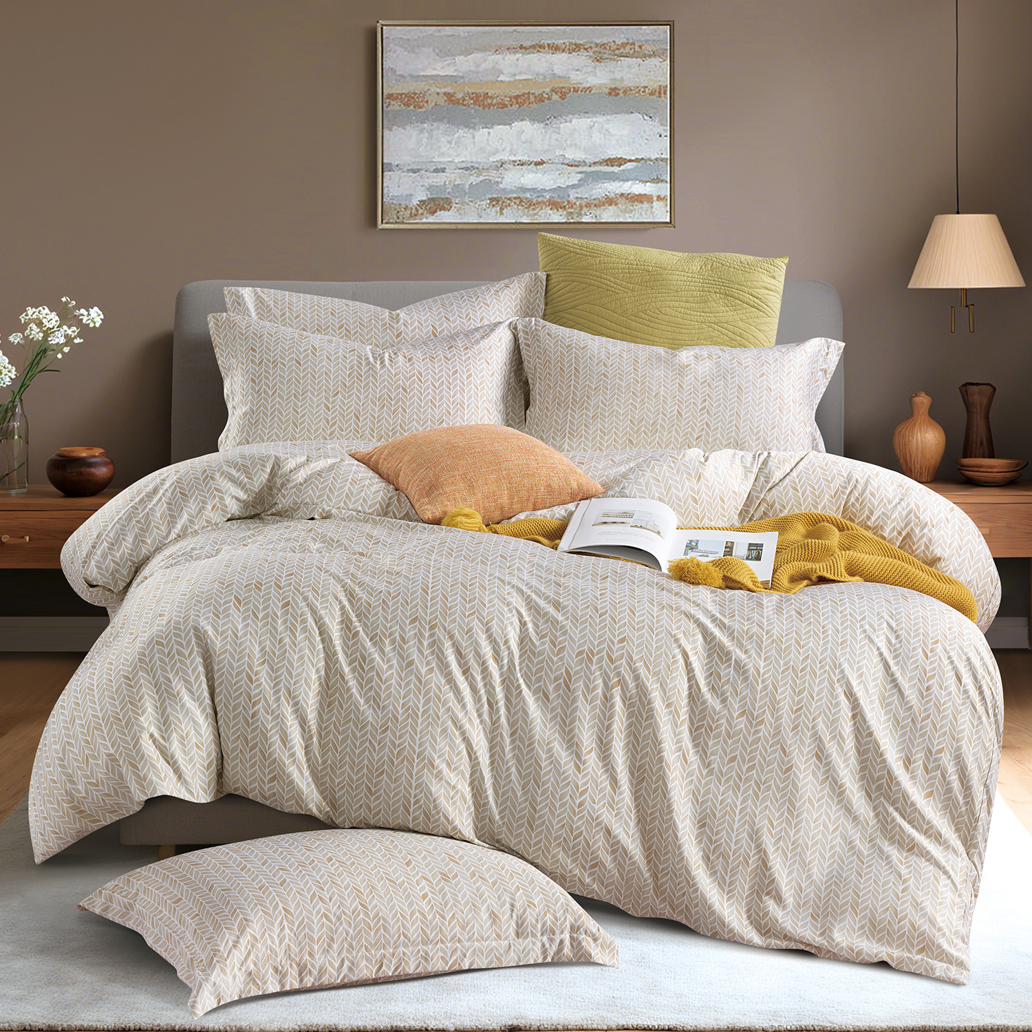 300TC Bamboo-Poly Sateen Printed Bedding Set