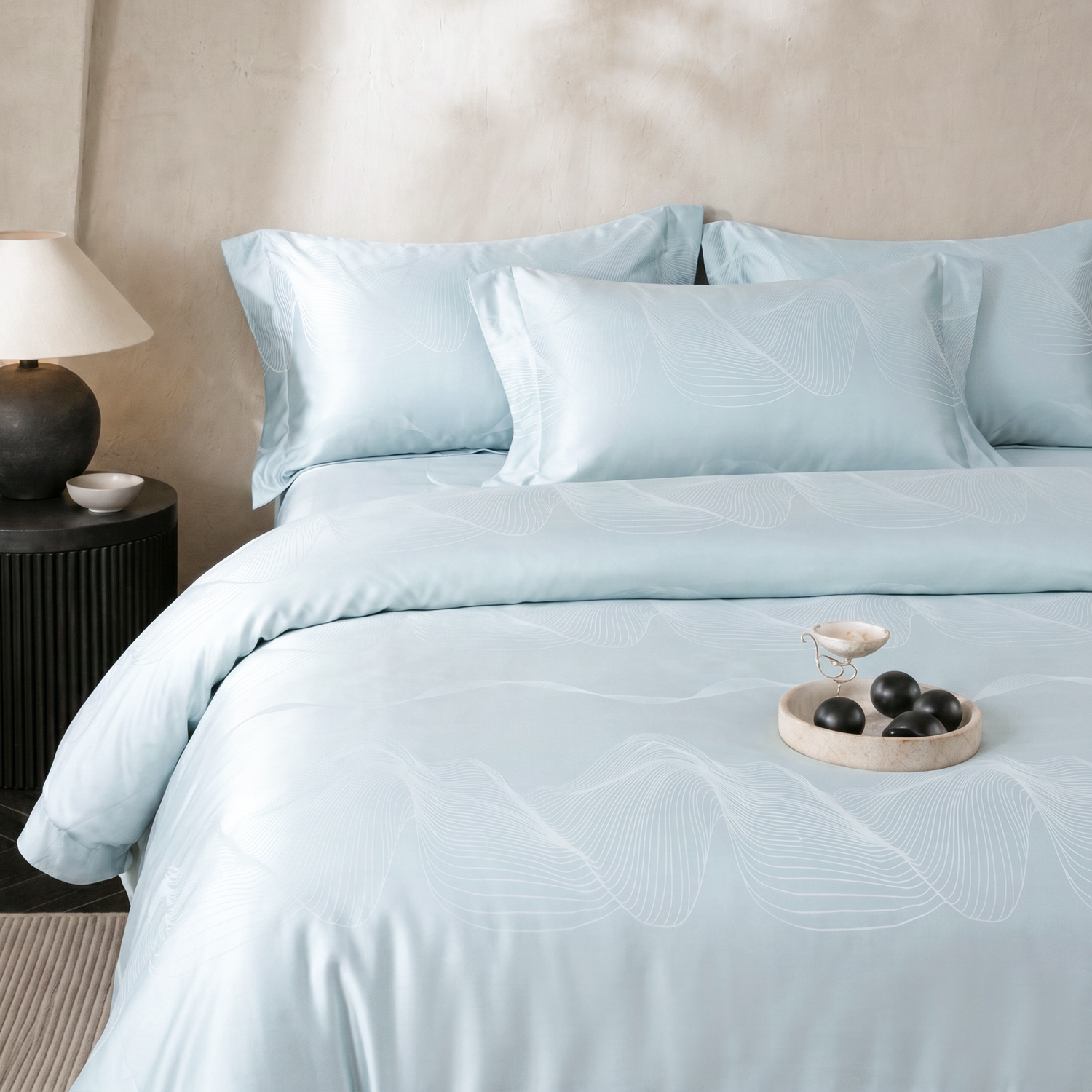 Rayon Silk Modal Jacquard Duvet Cover Set