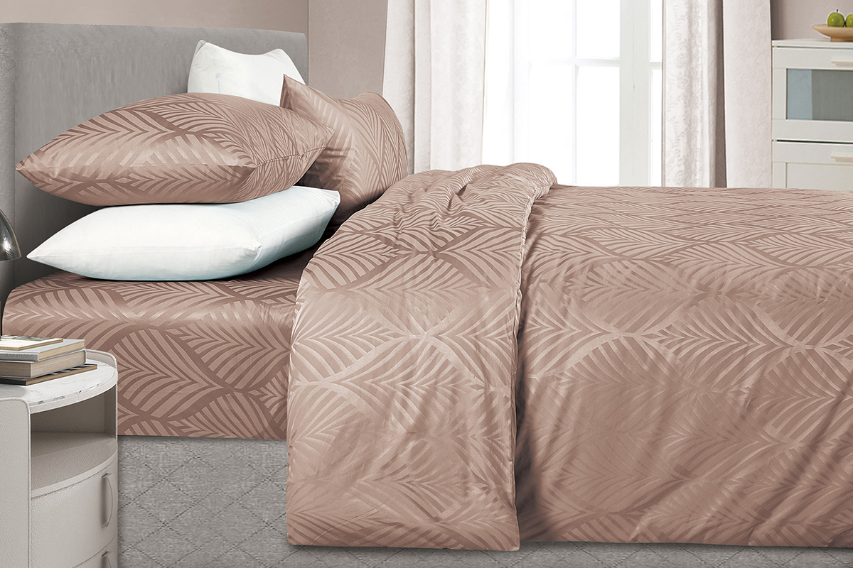 Soft Durable 330TC Polyester Cotton Jacquard Duvet Cover Set For Tropical Homes OEM