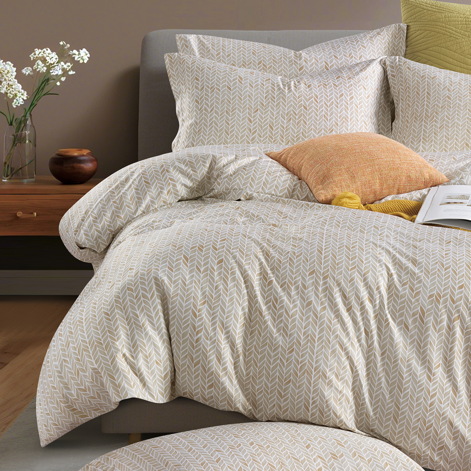 300TC Bamboo-Poly Sateen Printed Bedding Set