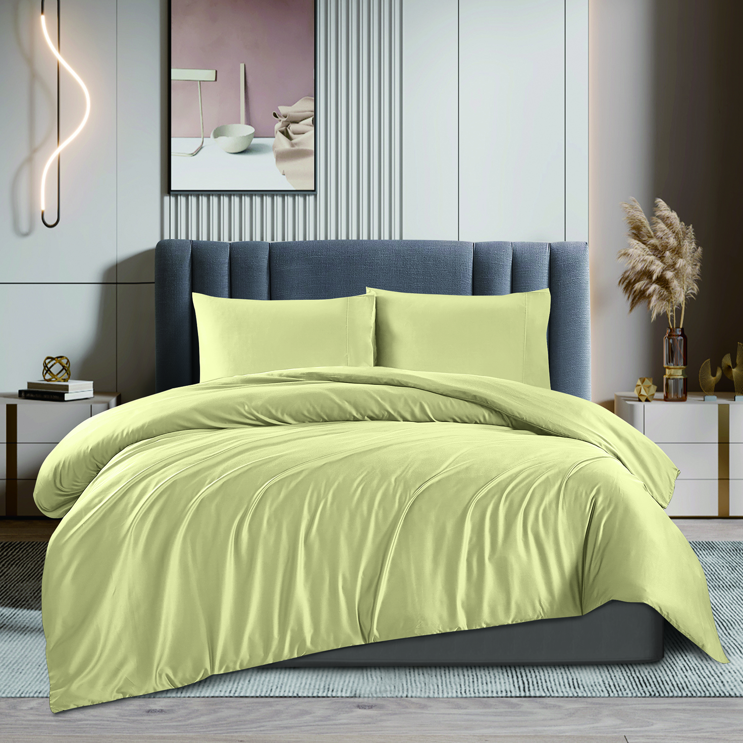 Soft Breathable 400TC Bamboo-Poly Sateen Printed Bedding Set China Factory Supplier